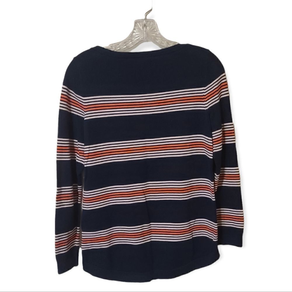 Tommy Hilfiger Navy Pink Striped Clasdic Cotton Sweater Size Small - Picture 2 of 5